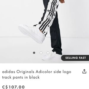 Adidas Originals Adicolor side logo track pants in black